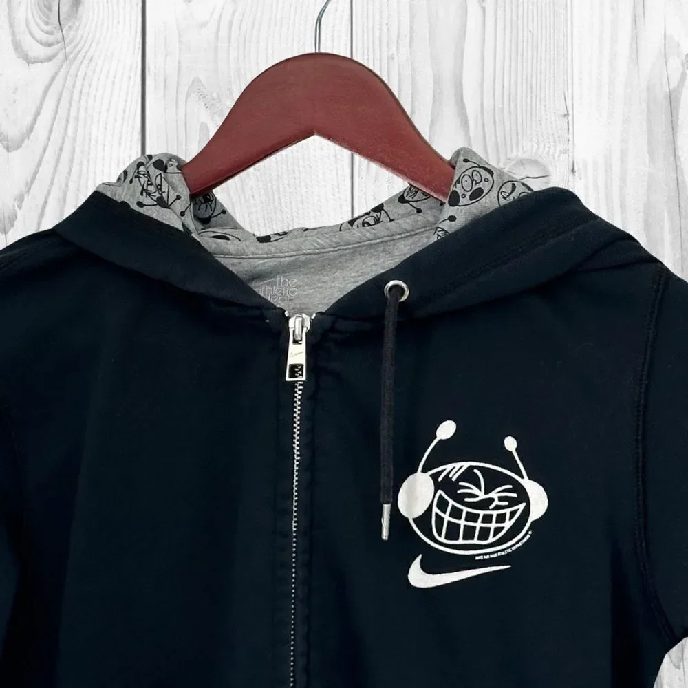 Nike Air Max Boys Hoodie‎ L Black White Alien Logo Full Zip Rare